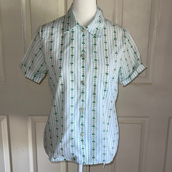 Girl Scout Vintage Short Cuffed Sleeve Button Down Top - Picture 1 of 4